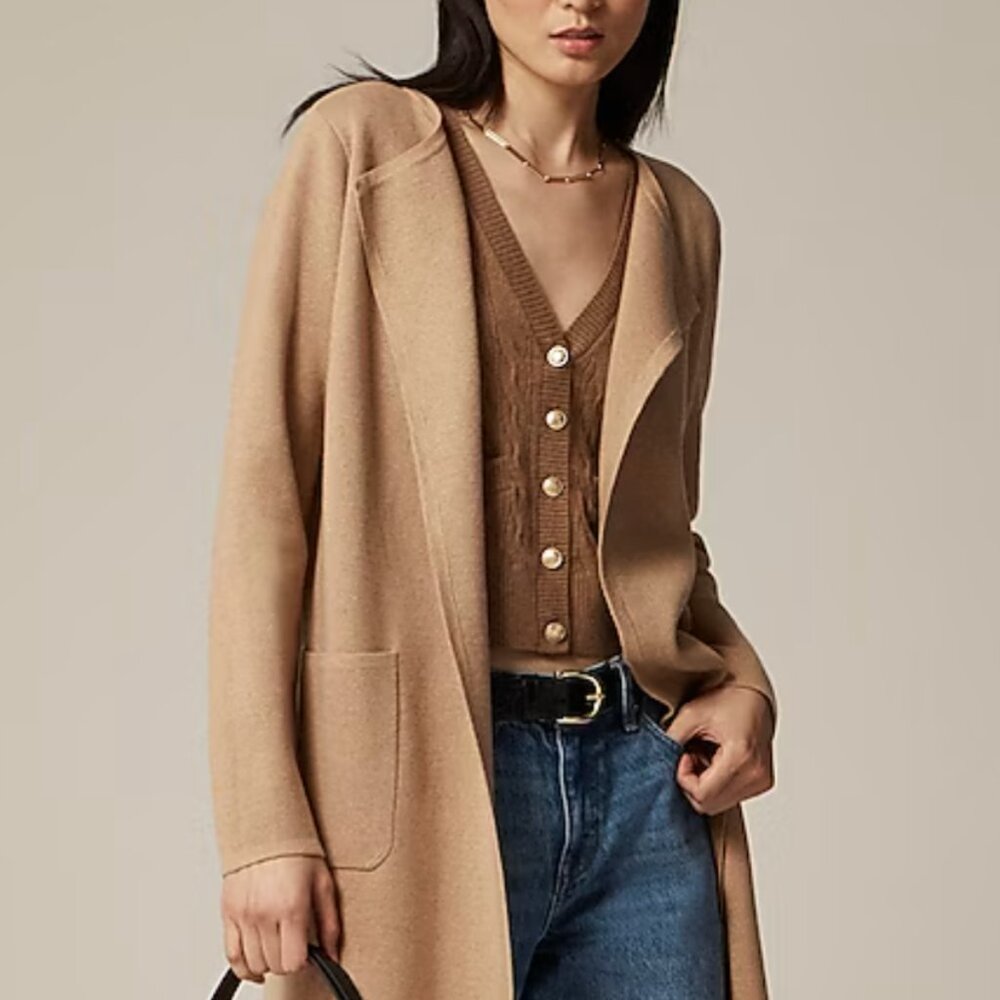 J.Crew Juliette collarless sweater-blazer tan XXS